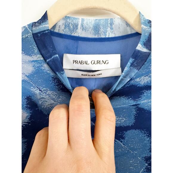PRABAL GURUNG BLUE TIE DYE FITTED MESH TOP - Picture 2 of 4